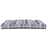 Coussin de palette motif à carreaux gris 120x80x12 cm tissu