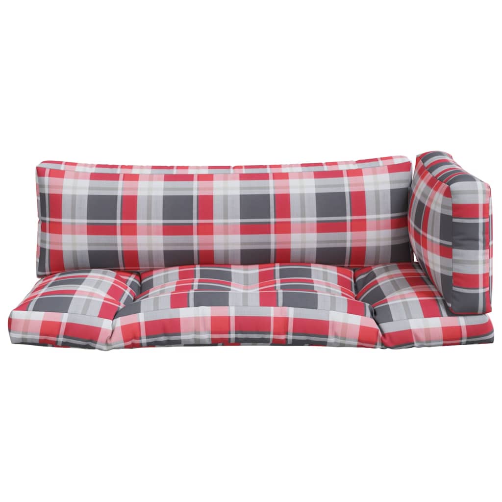 Coussins de palette lot de 3 motif à carreaux rouge tissu