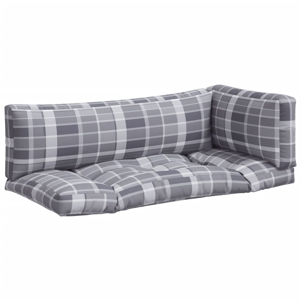 Pallet cushions set of 3 gray checkered pattern fabric