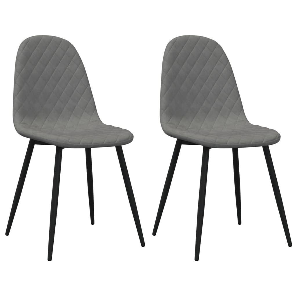 Dining chairs set of 2 Light grey Velvet