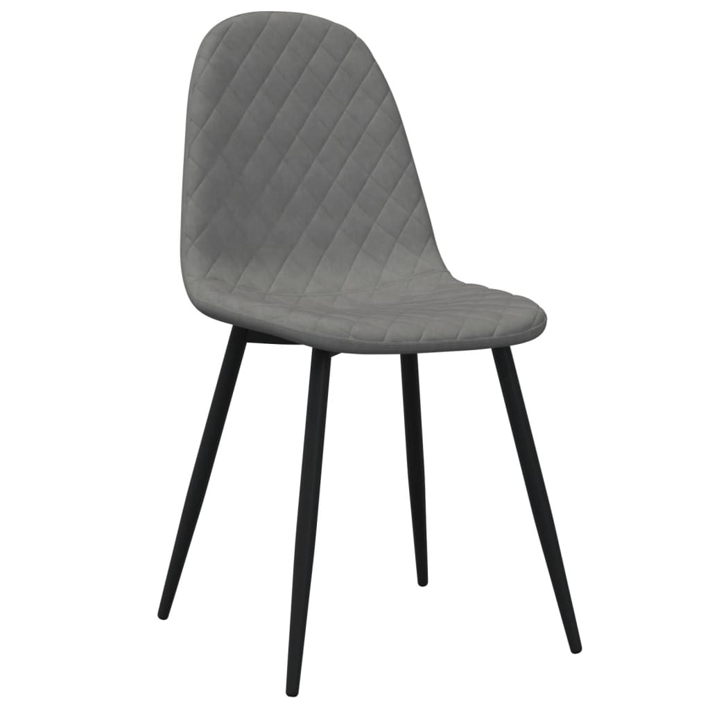 Dining chairs set of 2 Light grey Velvet