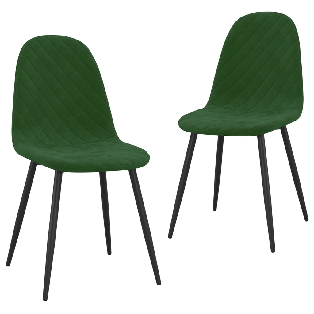 Chaises à manger lot de 2 Vert foncé Velours