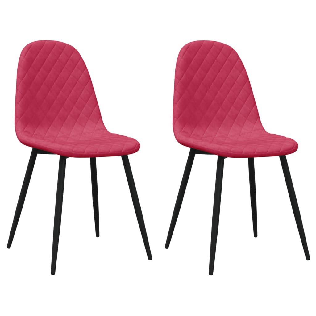 Chaises à manger lot de 2 Rouge bordeaux Velours