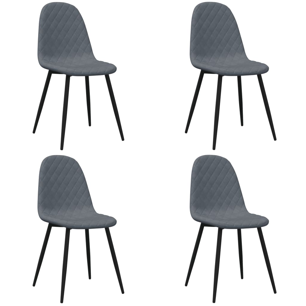 Chaises à manger lot de 4 Gris foncé Velours