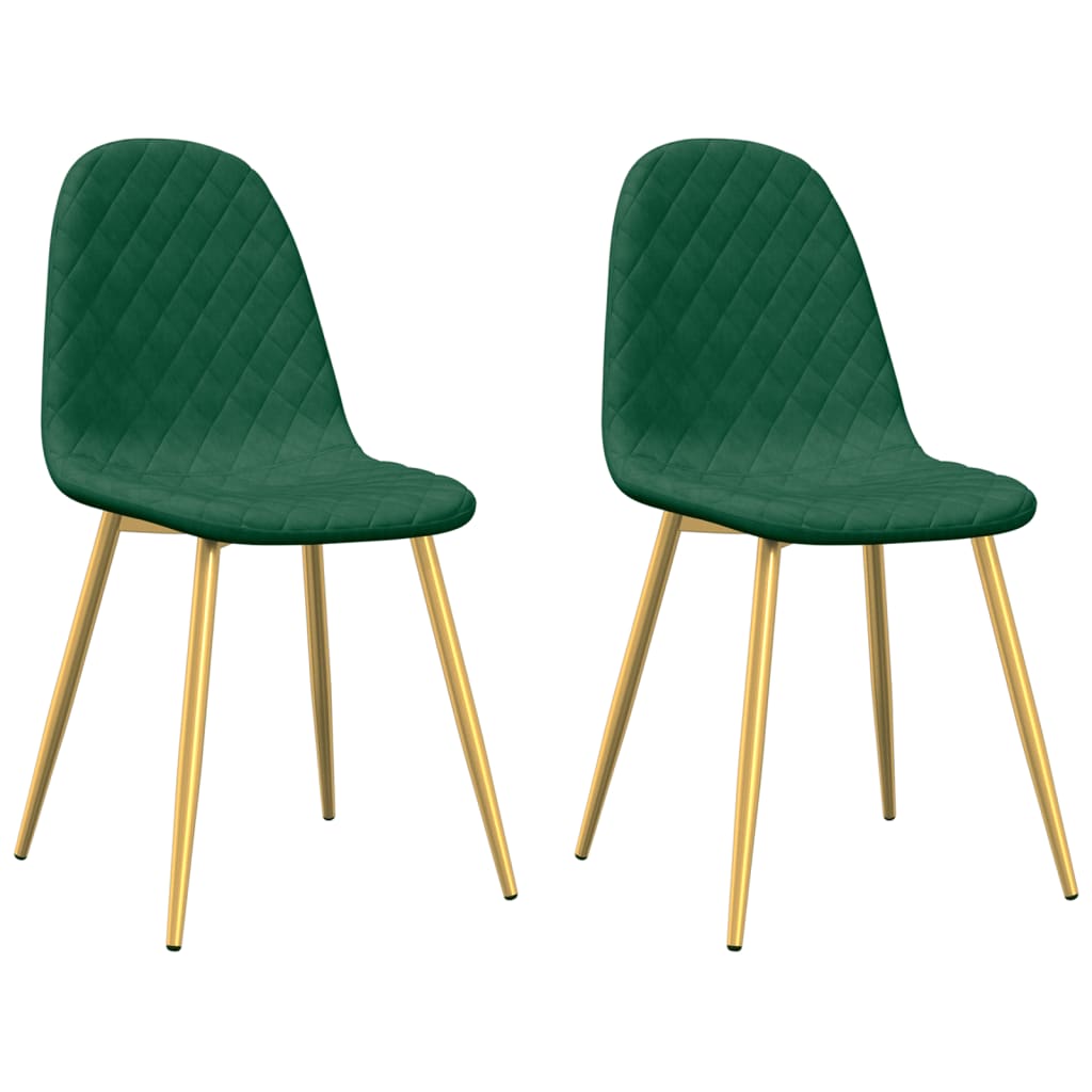 Chaises à manger lot de 2 Vert foncé Velours