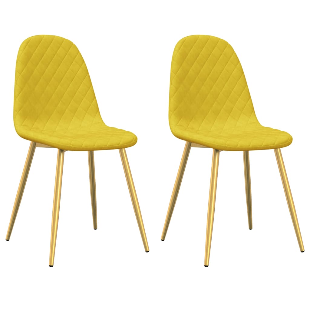 Chaises à manger lot de 2 Jaune moutarde Velours