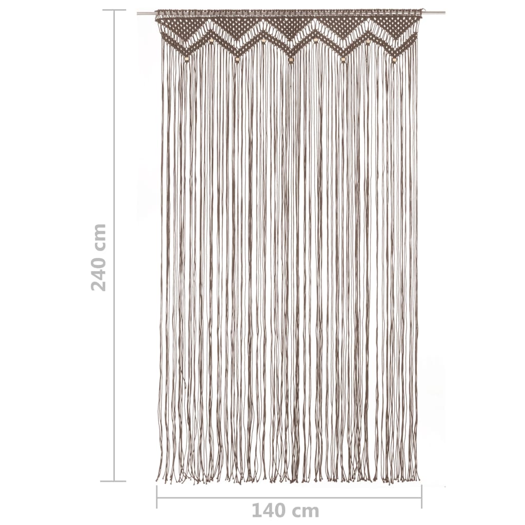 Rideau en macramé Taupe 140x240 cm Coton