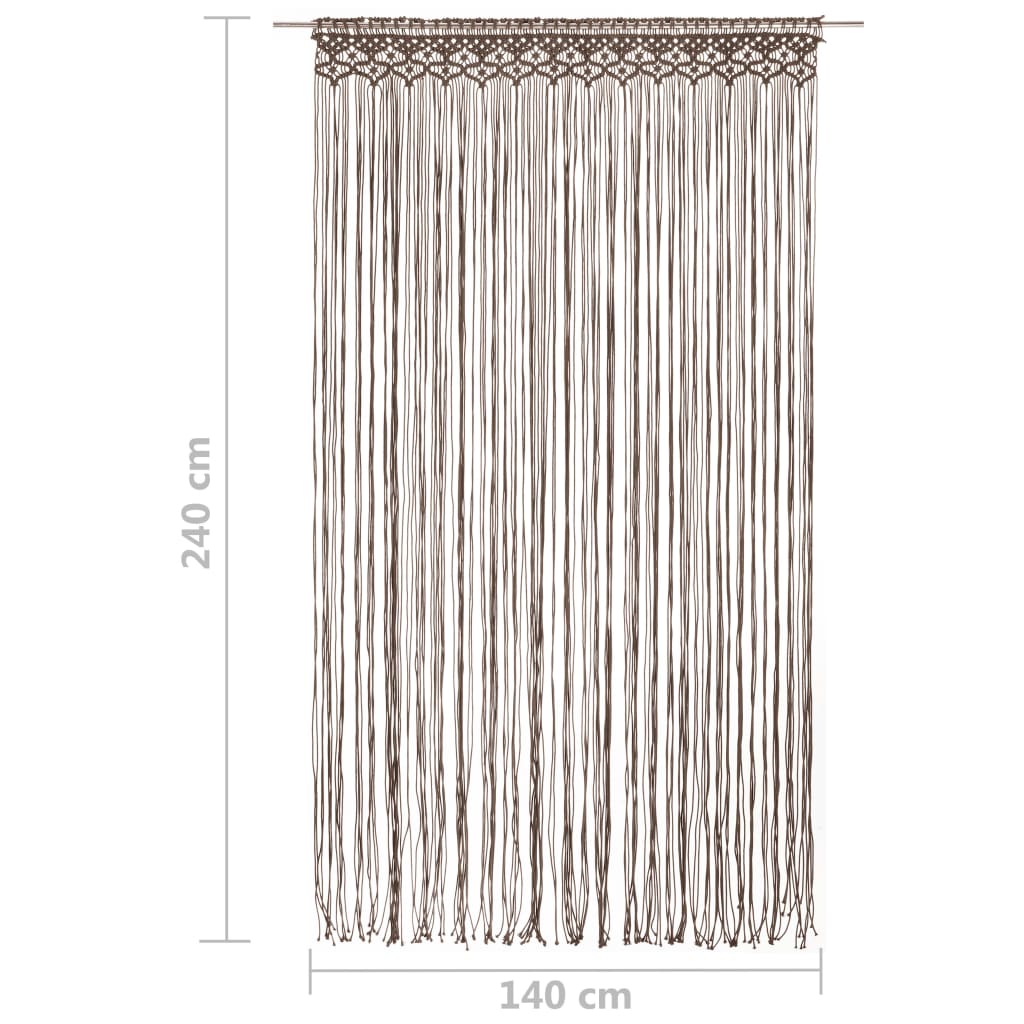 Rideau en macramé Taupe 140x240 cm Coton