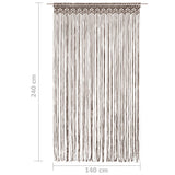 Rideau en macramé Taupe 140x240 cm Coton