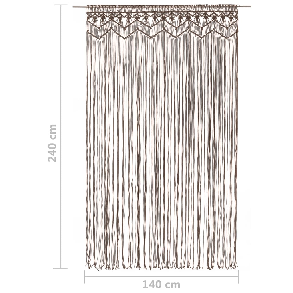 Rideau en macramé Taupe 140x240 cm Coton