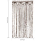 Rideau en macramé Taupe 140x240 cm Coton