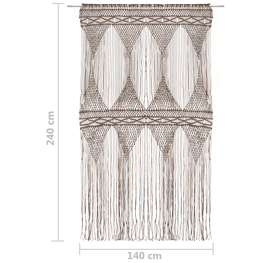 Rideau en macramé Taupe 140x240 cm Coton