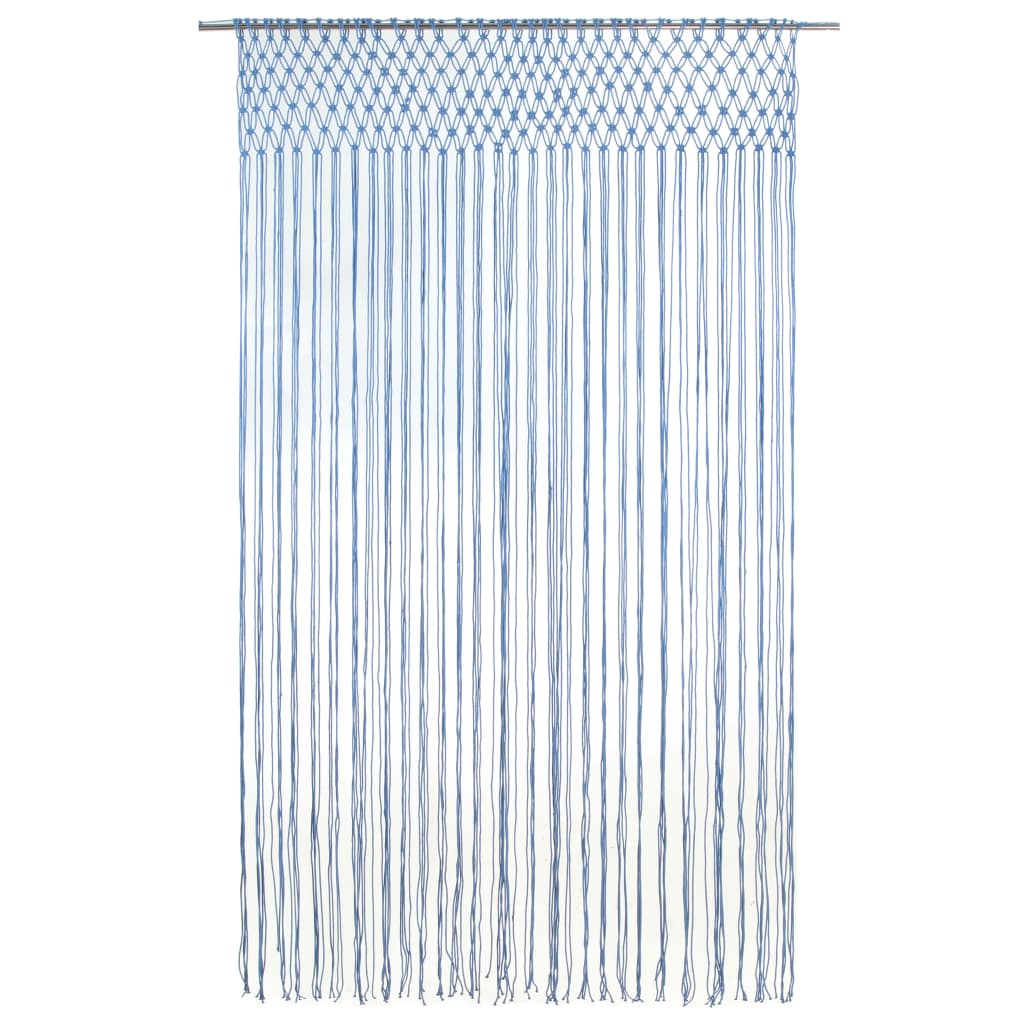 Rideau en macramé Bleu 140x240 cm Coton