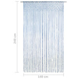 Rideau en macramé Bleu 140x240 cm Coton