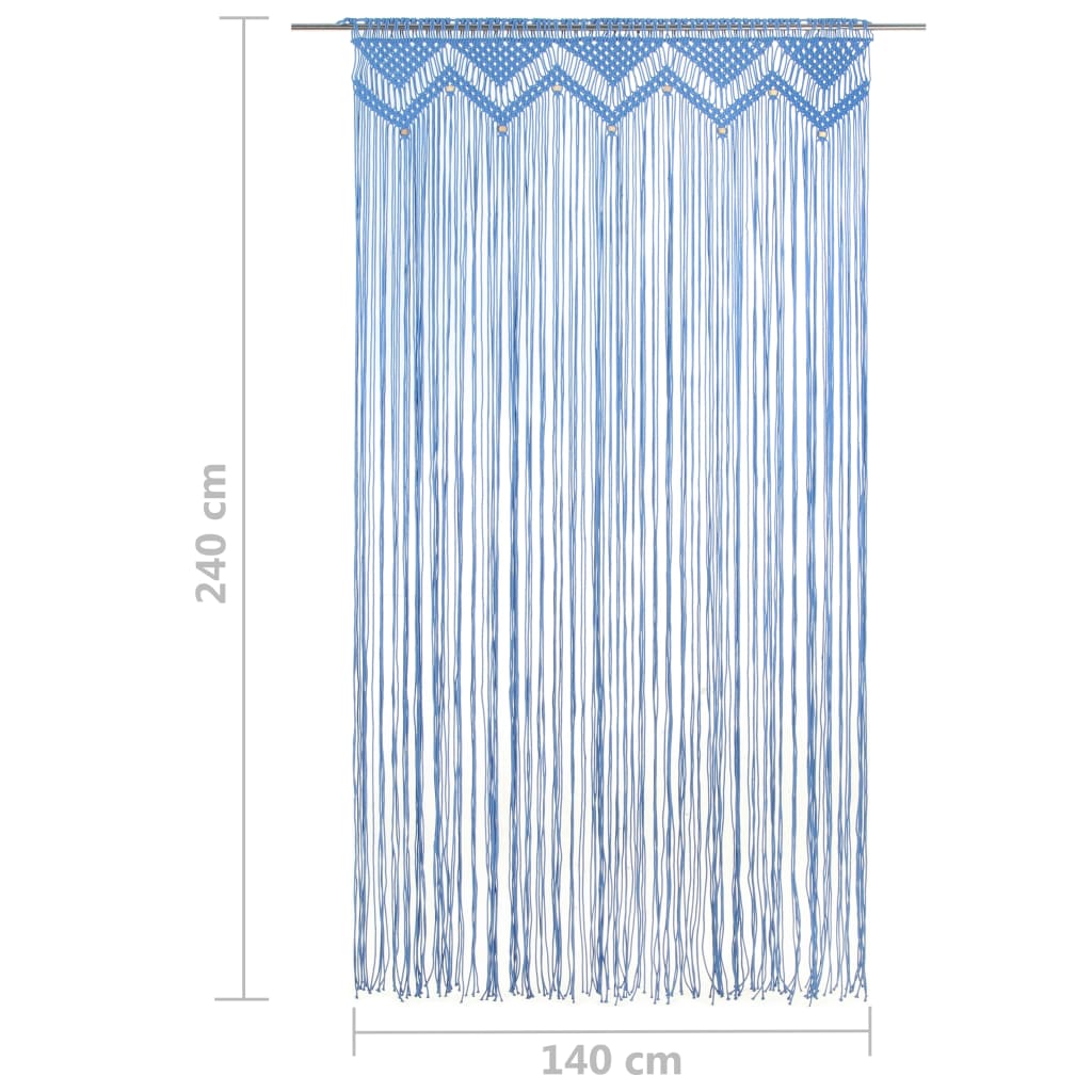 Rideau en macramé Bleu 140x240 cm Coton