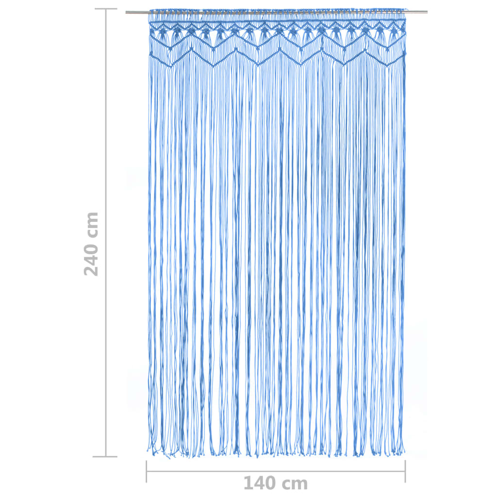 Rideau en macramé Bleu 140x240 cm Coton