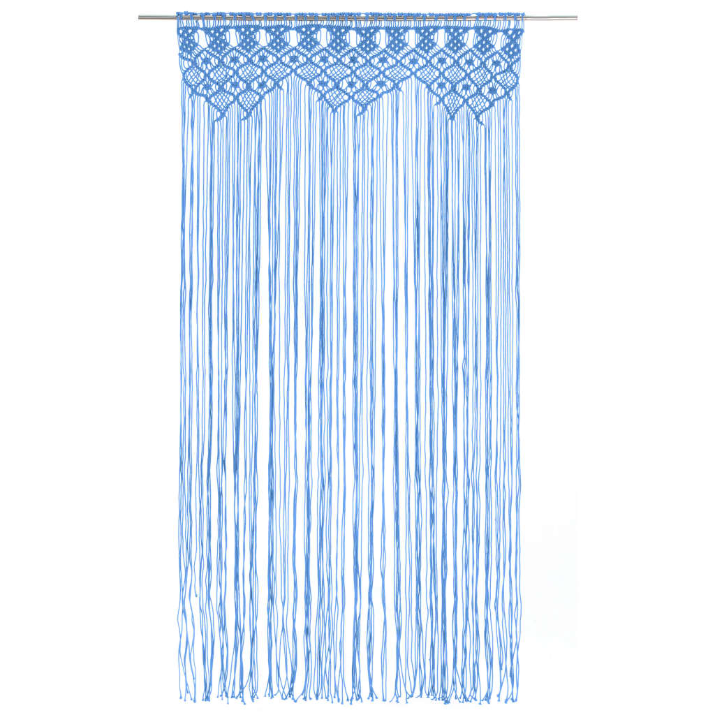 Rideau en macramé Bleu 140x240 cm Coton