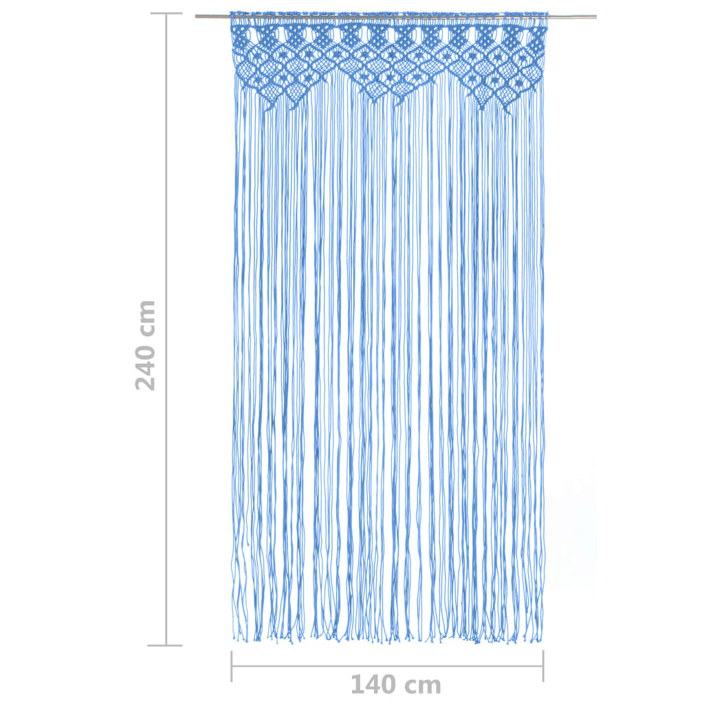 Rideau en macramé Bleu 140x240 cm Coton