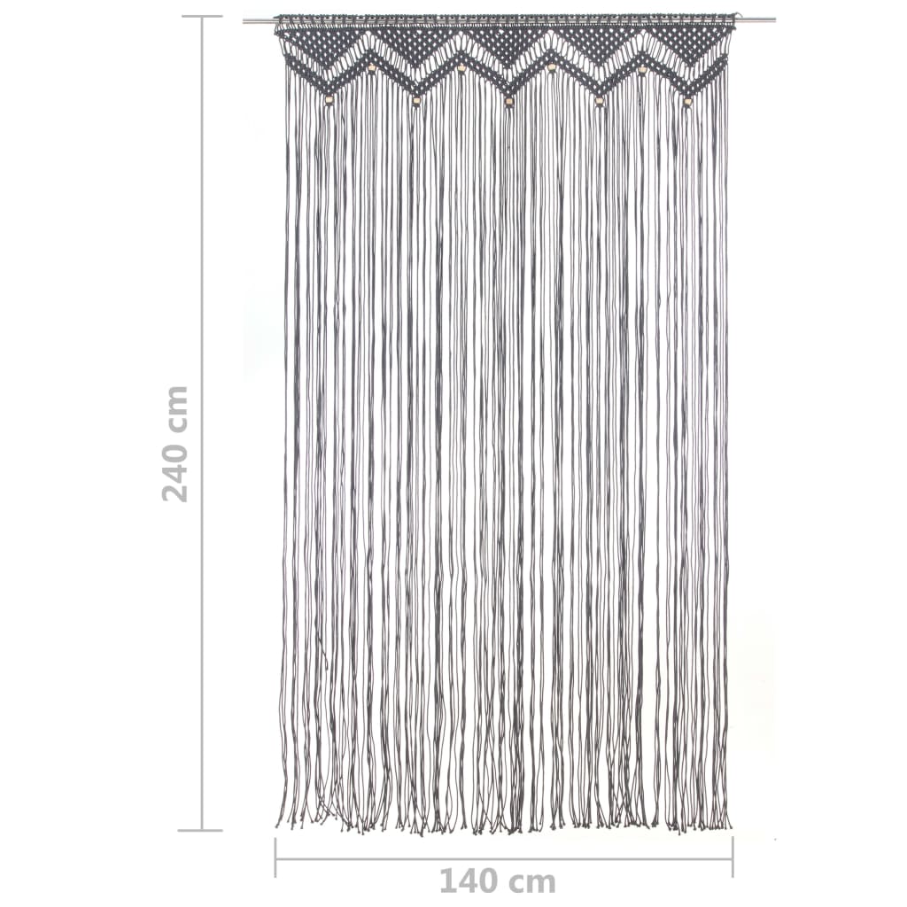 Rideau en macramé Anthracite 140x240 cm Coton