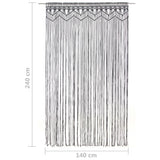 Rideau en macramé Anthracite 140x240 cm Coton