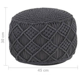 Handgefertigter Makramee-Pouf Anthrazit 45x30 cm Baumwolle