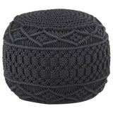 Handgefertigter Makramee-Pouf Anthrazit 45x30 cm Baumwolle