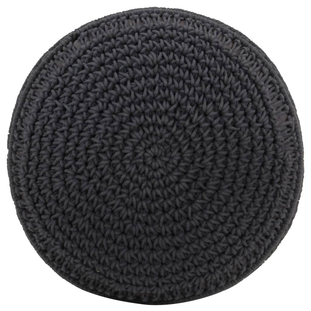 Pouf fait à la main en macramé Anthracite 45x30 cm Coton