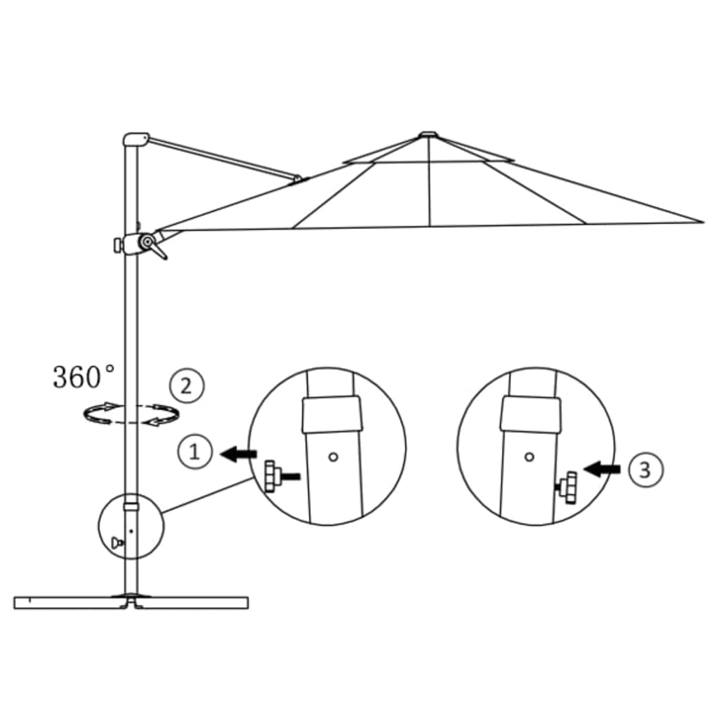 Parasol de jardin en porte-à-faux avec mât en aluminium