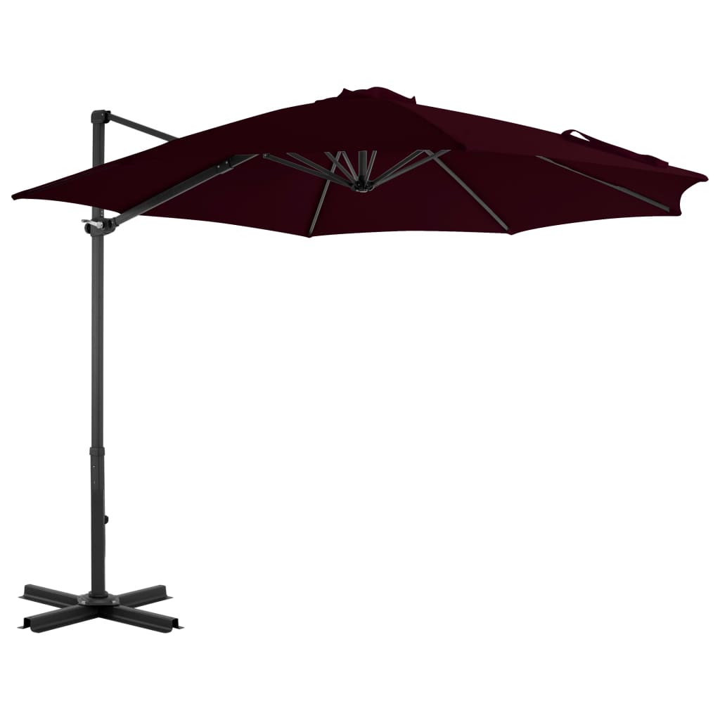 Parasol de jardin en porte-à-faux avec mât en aluminium rouge