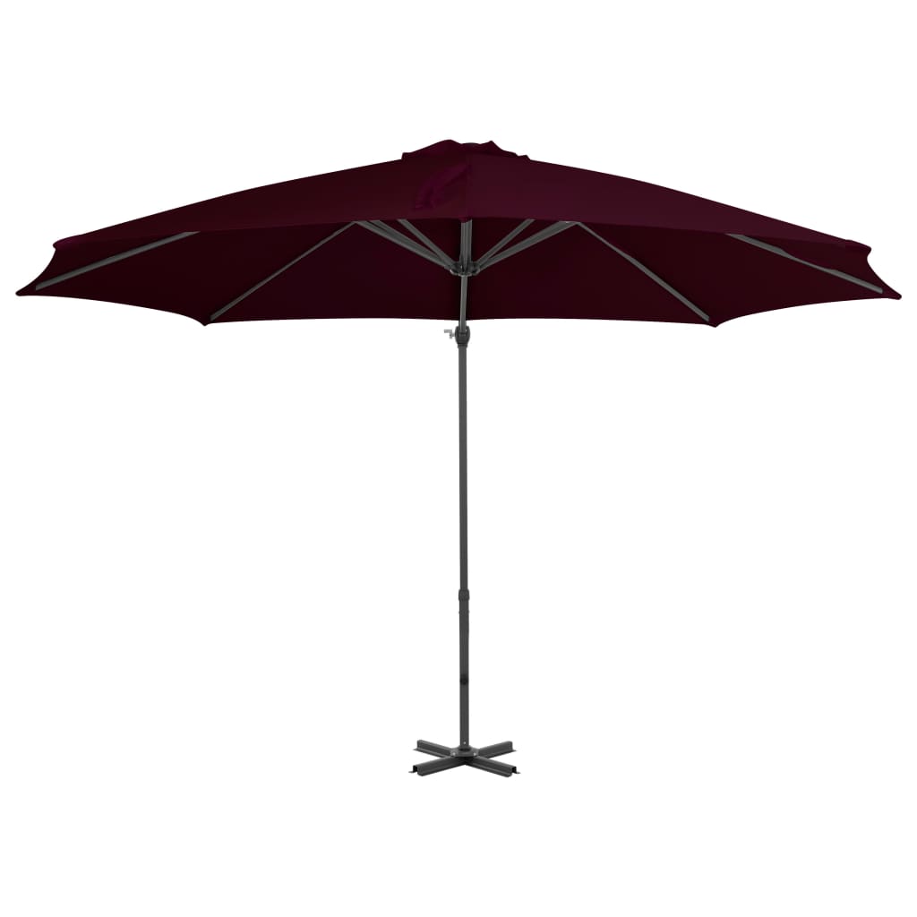 Parasol de jardin en porte-à-faux avec mât en aluminium rouge