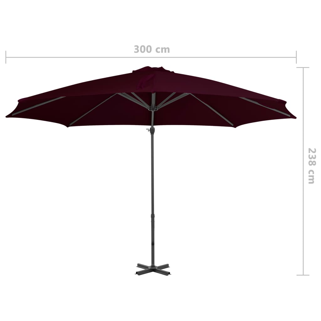 Parasol de jardin en porte-à-faux avec mât en aluminium rouge