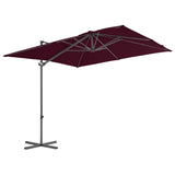 Parasol de jardin en porte-à-faux mât en acier rouge bordeaux