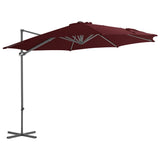 Parasol de jardin en porte-à-faux mât en acier rouge bordeaux