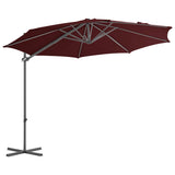 Parasol de jardin en porte-à-faux mât en acier rouge bordeaux