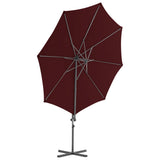 Parasol de jardin en porte-à-faux mât en acier rouge bordeaux