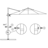 Parasol de jardin en porte-à-faux mât en acier rouge bordeaux