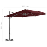 Parasol de jardin en porte-à-faux mât en acier rouge bordeaux