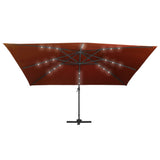 Parasol de jardin en porte-à-faux avec lumières LED terre cuite