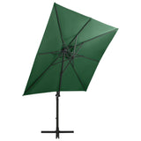 Parasol de jardin en porte-à-faux et mât et lumières LED vert