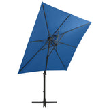 Parasol de jardin en porte-à-faux et mât et lumières LED