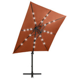 Parasol de jardin en porte-à-faux avec mât et lumières LED