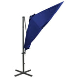 Parasol de jardin en porte-à-faux et mât et lumières LED