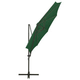 Parasol de jardin en porte-à-faux et mât et lumières LED vert