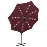 Parasol de jardin en porte-à-faux avec mât et lumières LED