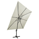 Parasol déporté avec mât et lumières LED Sable 300 cm