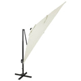 Parasol déporté avec mât et lumières LED Sable 300 cm