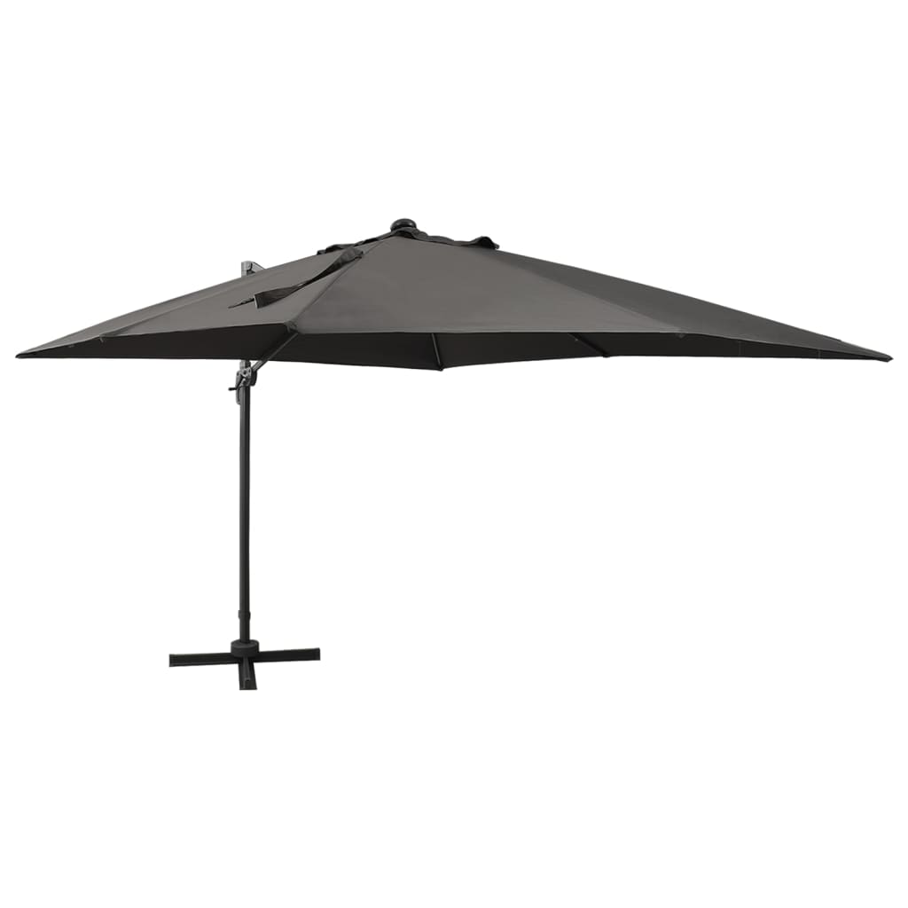 Parasol déporté avec mât et lumières LED Anthracite 300 cm