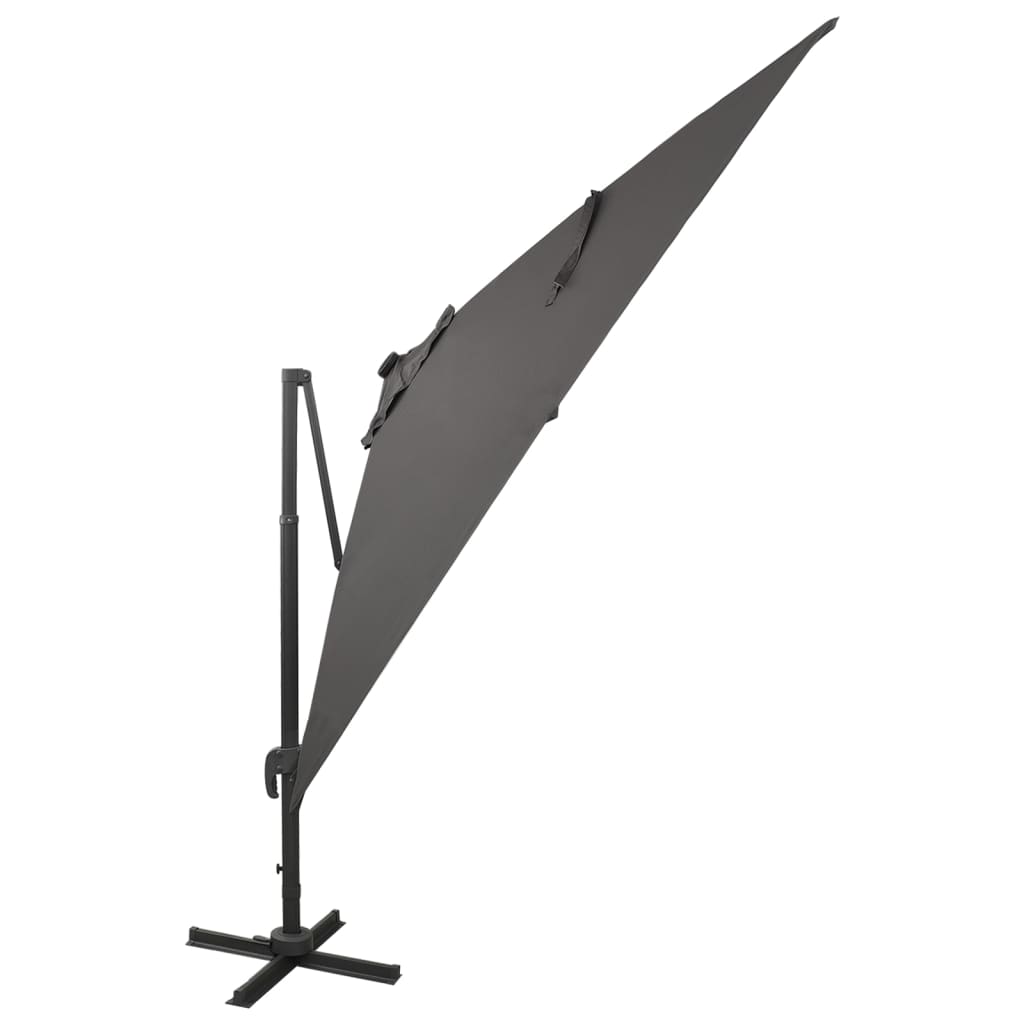 Parasol déporté avec mât et lumières LED Anthracite 300 cm