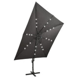 Parasol déporté avec mât et lumières LED Anthracite 300 cm