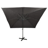 Parasol déporté avec mât et lumières LED Anthracite 300 cm